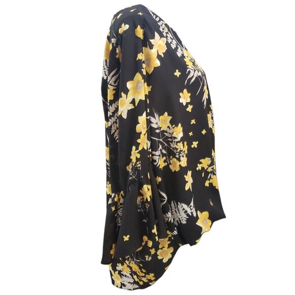 INC International Concepts Black & Yellow Floral Blouse XL - Picture 2 of 5